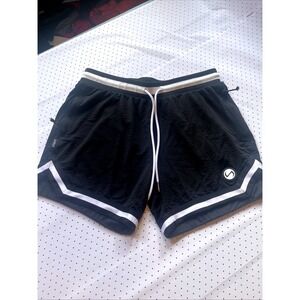TLF Apparel Black Contrast Trim Mesh Performance Training Shorts Large Athletic